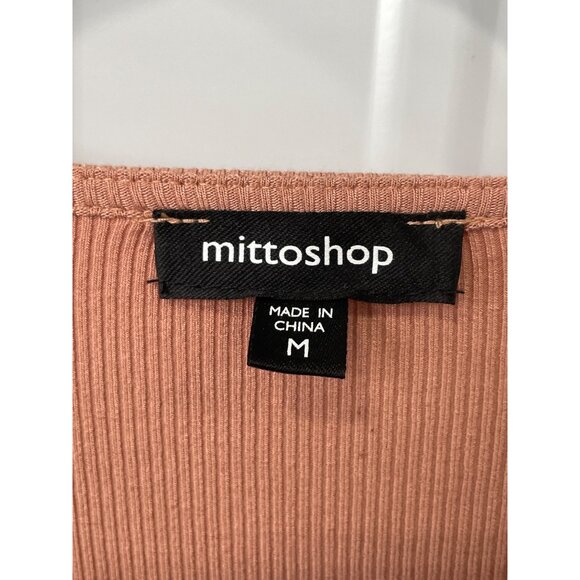 Mittoshop Crop Top Size Medium Ribbed Long Sleeve Dusty Rose Soft Modern Trendy - Picture 3 of 7